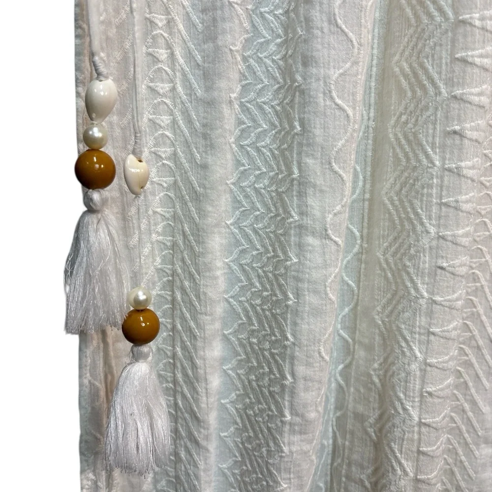 Ramy Brook White Maxi Swim Cover-Up Deep V Slits Tassels MSRP $295 XS - Picture 4 of 6